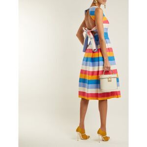 NWT. RUNWAY $2590 CAROLINA HERRERA OPEN BACK STRIPED DRESS SZ 12